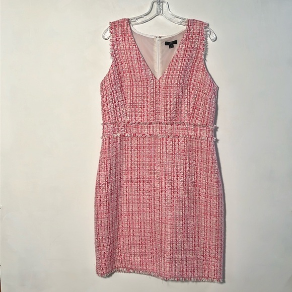 J. Crew Pink Sheath Midi Dress V-Neck Sleeveless - Picture 2 of 16